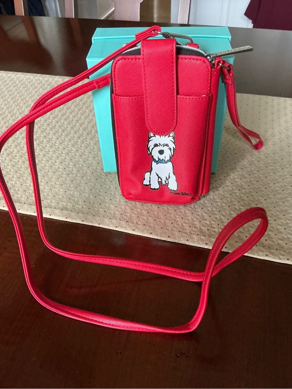 Marc Tetro Westie Red Crossbody Phone Wallet Bag NWOT